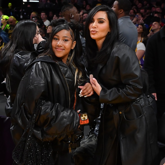 Kim Kardashian, North West, Los Angeles Lakers Game, 2024